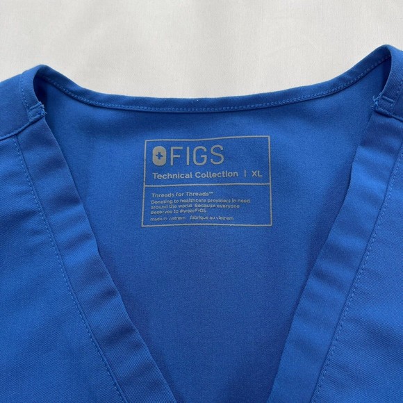 Figs Mens XL Blue Scrub Shirt Technical Collection Short Sleeve V Neck 1 Pocket - Picture 3 of 9